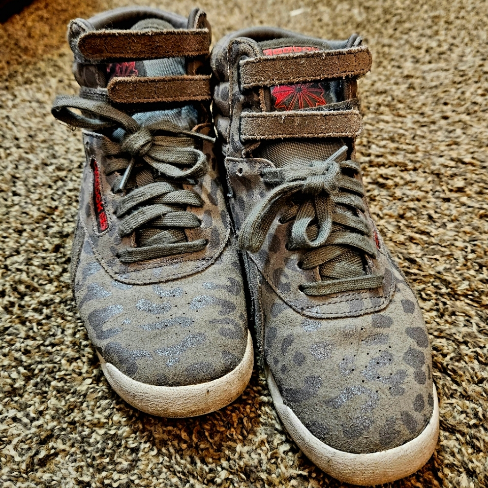 Reebok Freestyle Hi Tops  Animal Print